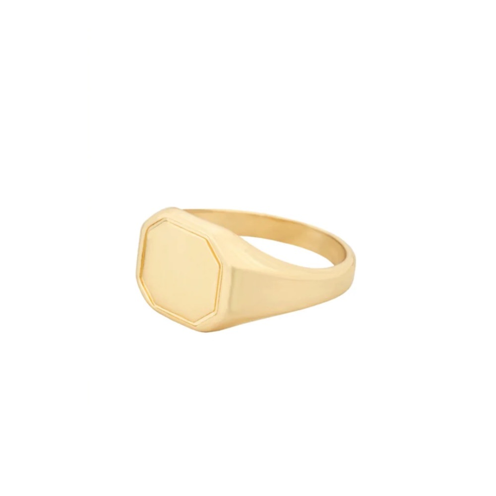 18K GOLD PLATED SIGNET RING - Picture 4 of 4